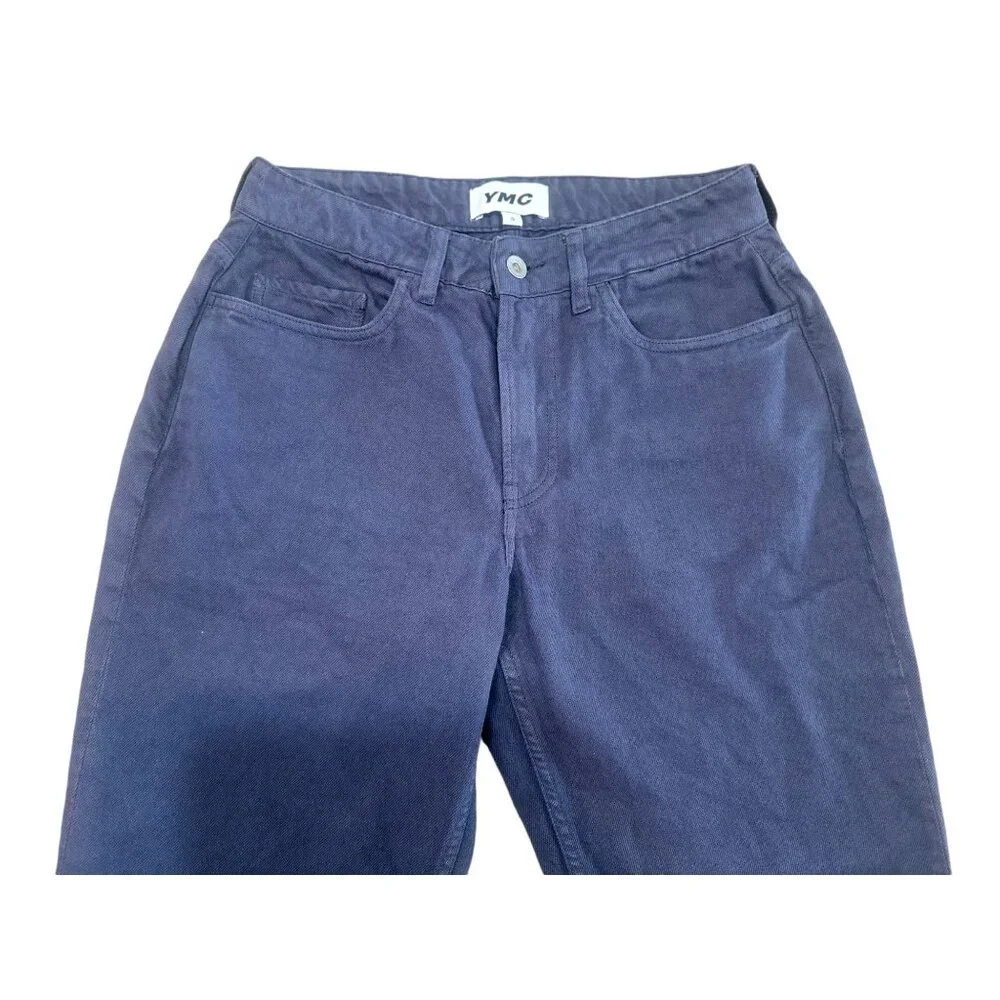YMC Tearaway Jeans Men Small Navy Blue Cropped Tapered Relaxed Mid Rise Straight